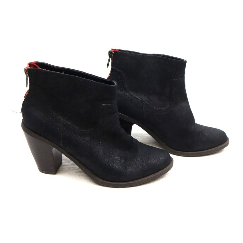 Women's Mossimo Black  Ankle Boots Block Heel Zipper Booties Shoes Size 8